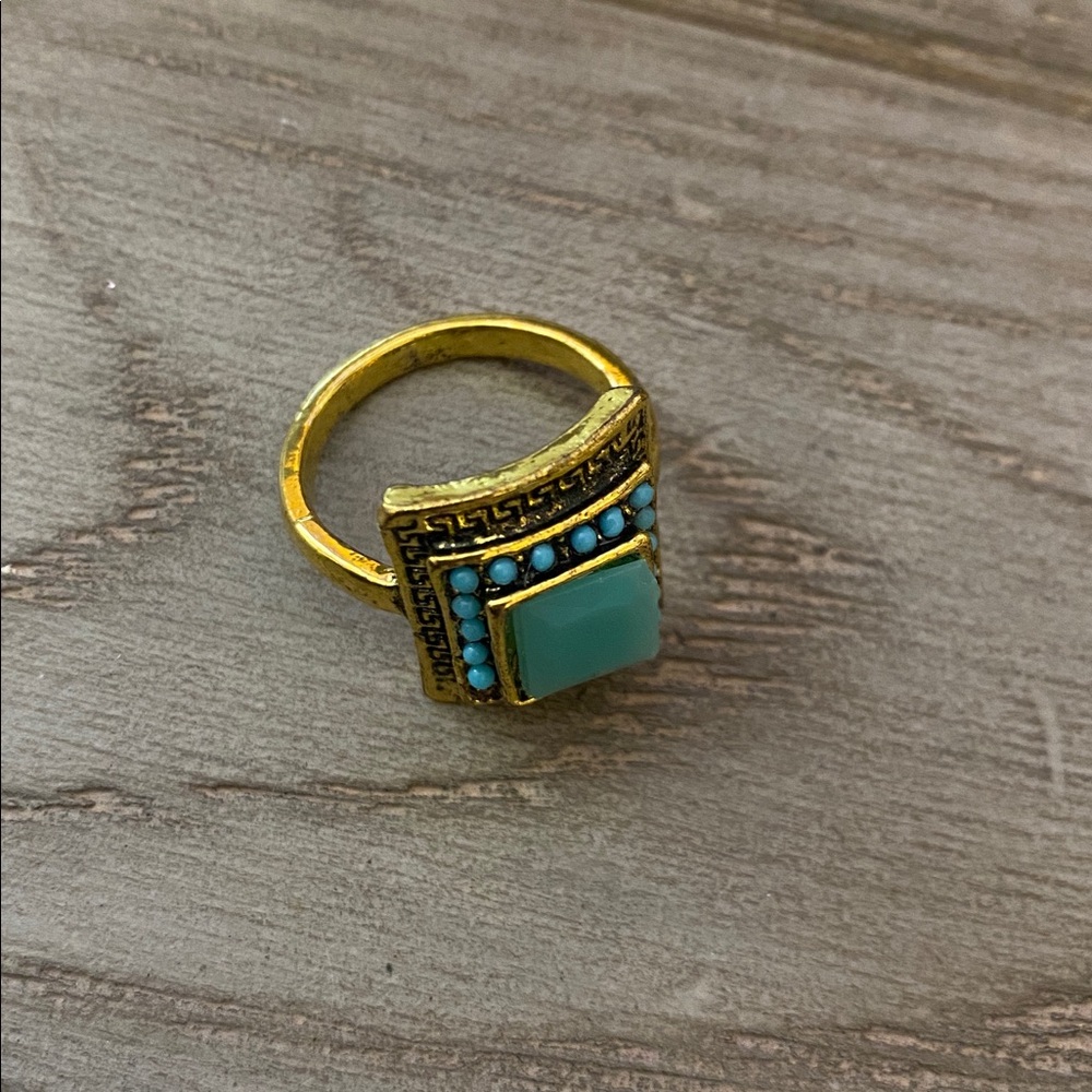 Teal Beaded Ring New No Size